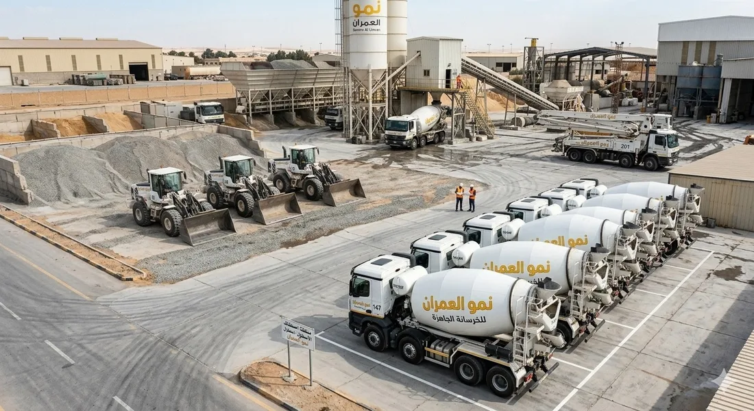 من أعمال شركة نمو العمران في توريد الخرسانة الجاهزة
